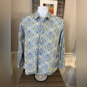 TALLIA Men's Paisley Shirt - Blue and Green